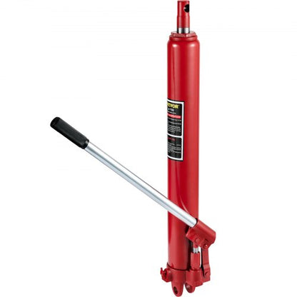 Hydraulic Long Ram Jack, 8 Tons/17363 lbs Capacity, with Single Piston Pump and Clevis Base, Manual Cherry Picker with Handle, for Garage/Shop Cranes, Engine Lift Hoist, Red
