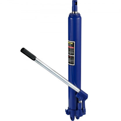 Hydraulic Long Ram Jack, 8 Tons/17363 lbs Capacity, with Single Piston Pump and Clevis Base, Manual Cherry Picker with Handle, for Garage/Shop Cranes, Engine Lift Hoist, Blue