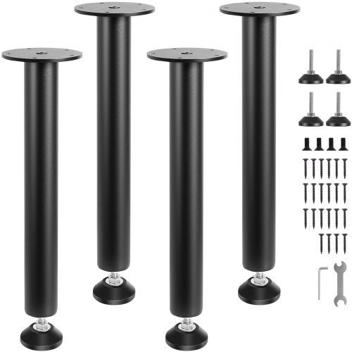 406.4MM Adjustable Desk Legs, Reinforced Steel Office Table Furniture legs Set of 4 for DIY, 1200 lbs Load Capacity Heavy Duty Desk Legs, Quick Instalation Legs with Adjustable Foot Cup Black