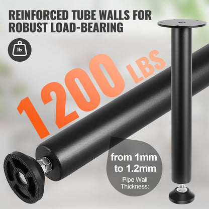 406.4MM Adjustable Desk Legs, Reinforced Steel Office Table Furniture legs Set of 4 for DIY, 1200 lbs Load Capacity Heavy Duty Desk Legs, Quick Instalation Legs with Adjustable Foot Cup Black