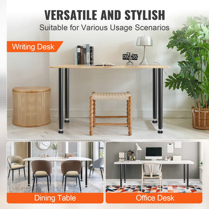 711,2 mm justerbara skrivbordsben, förstärkta stålben för kontorsbord, set om 4 för gör-det-själv, 544,3 kg lastkapacitet, kraftiga skrivbordsben, snabbmonterade ben med justerbar fotkopp, svart