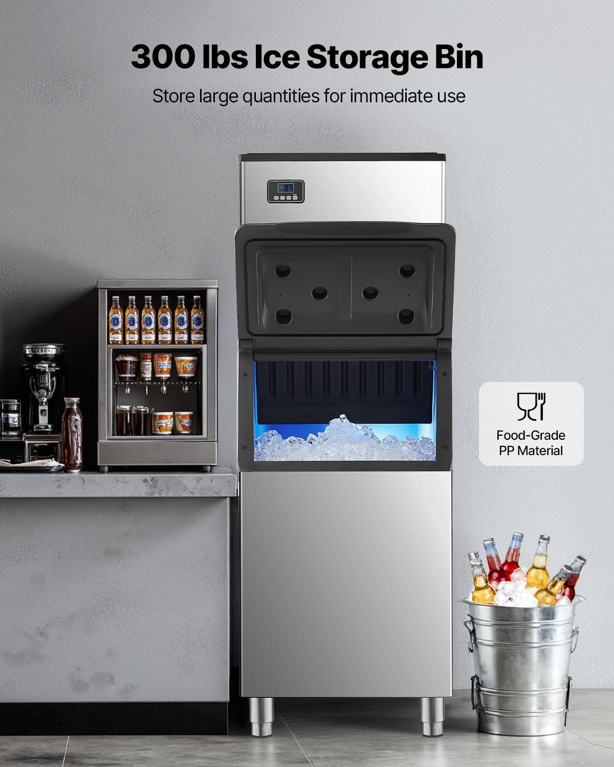 Commercial Ice Maker Machine, 181.4 kg/24H Ice-Making Machine with 136 kg Large Storage Bin, Auto Self-Cleaning Ice Maker with Touchscreen for Bar Cafe Restaurant Business Commercial