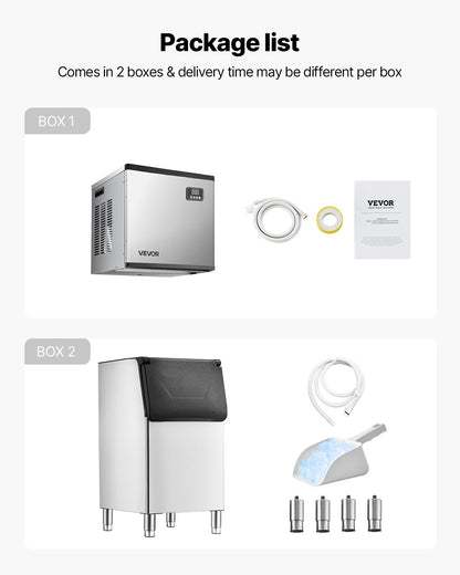 Commercial Ice Maker Machine, 249.5 kg/24H Ice-Making Machine with 136 kg Large Storage Bin, Auto Self-Cleaning Ice Maker with Touchscreen for Bar Cafe Restaurant Business Commercial