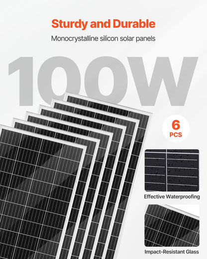 24V 1000W Solar Wind Power Kit, 6PCS 100W Monocrystalline Panel + 400W Wind Turbine & Controller + 25.6V 100Ah LiFePO4 Battery + 24V 3000W Hybrid Solar Inverter for Home Boat Cabin Farm Off-Grid