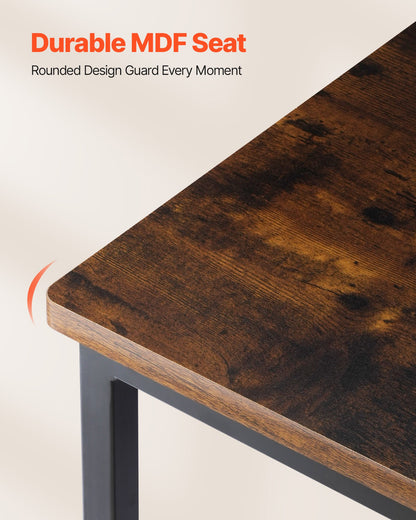 Dining Chairs Set of 4, Wooden Table Chairs with Metal Frame and Backrest, Easy to Assemble Leather Side Chair, Modern Farmhouse Walnut Chair for Kitchen Living Room, Rustic Brown and Black