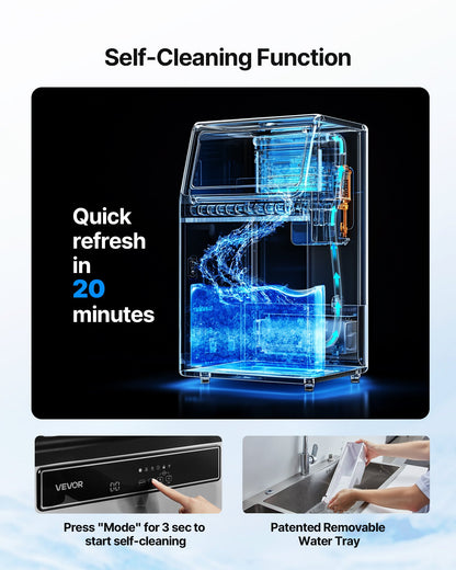 Commercial Ice Maker Machine with Pump, 59 KG/24H with 15 KG Storage, 45 Cubes per Cycle, Freestanding & Under Counter Ice Maker with LED Display & Self-Cleaning, for Home Bar Restaurant