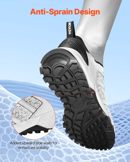 Cross Training Shoes, M Width Sneakers UK Size 9, Wide Toe Box Shoes with Arch Support & Adjustable Lace-up, Training Shoes for Running, Gymnastics, Dog Walking, and Weightlifting (White)