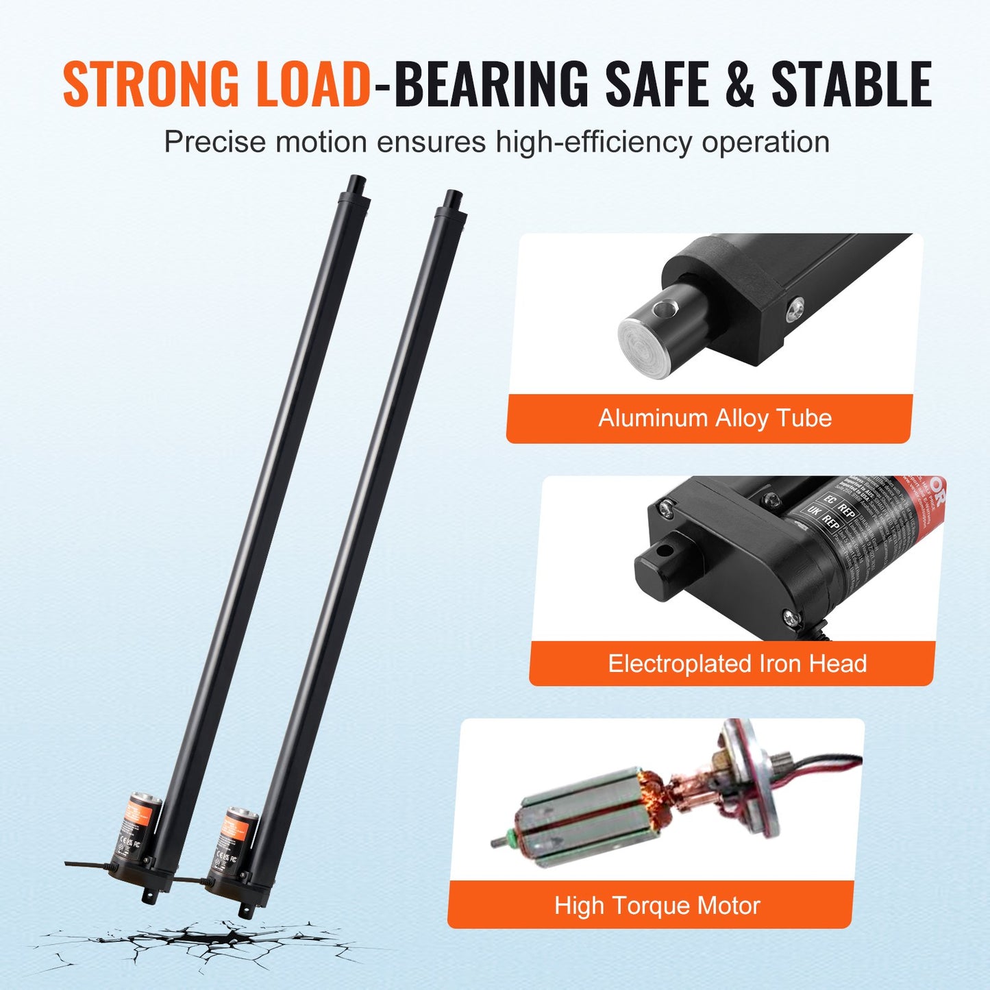 2PCS 12V Linear Actuator Kit 760 mm 9 mm/s 99.79 kg/1000N IP54 Protection