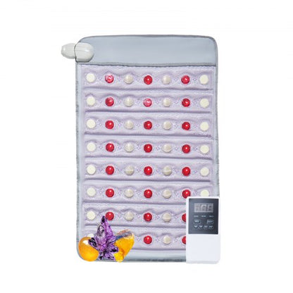 Far Infrared Heating Pad, Amethyst Heating Pad with Jade & Tourmaline Stones, 660nm Photon Light & Negative Ions, 103-159℉ Hot Gemstones Mat with 0-720 Min Timer for Pain Relief (32" x 20")