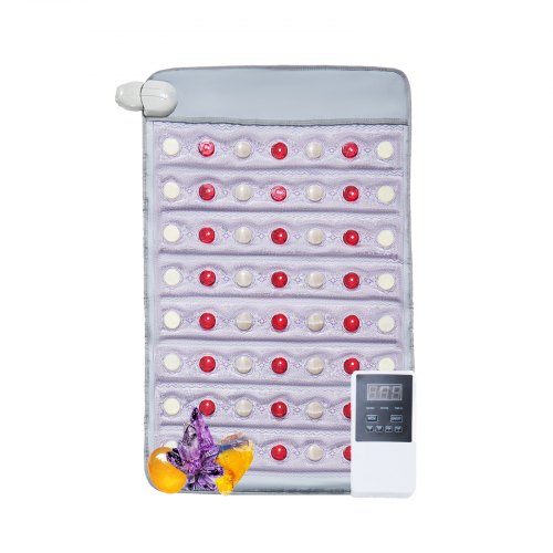 Far Infrared Heating Pad, Amethyst Heating Pad with Jade & Tourmaline Stones, 660nm Photon Light & Negative Ions, 103-159℉ Hot Gemstones Mat with 0-720 Min Timer for Pain Relief (32" x 20")