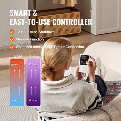 Far Infrared Heating Pad, Amethyst Heating Pad with Jade & Tourmaline Stones, 660nm Photon Light & Negative Ions, 103-159℉ Hot Gemstones Mat with 0-720 Min Timer for Pain Relief (32" x 20")