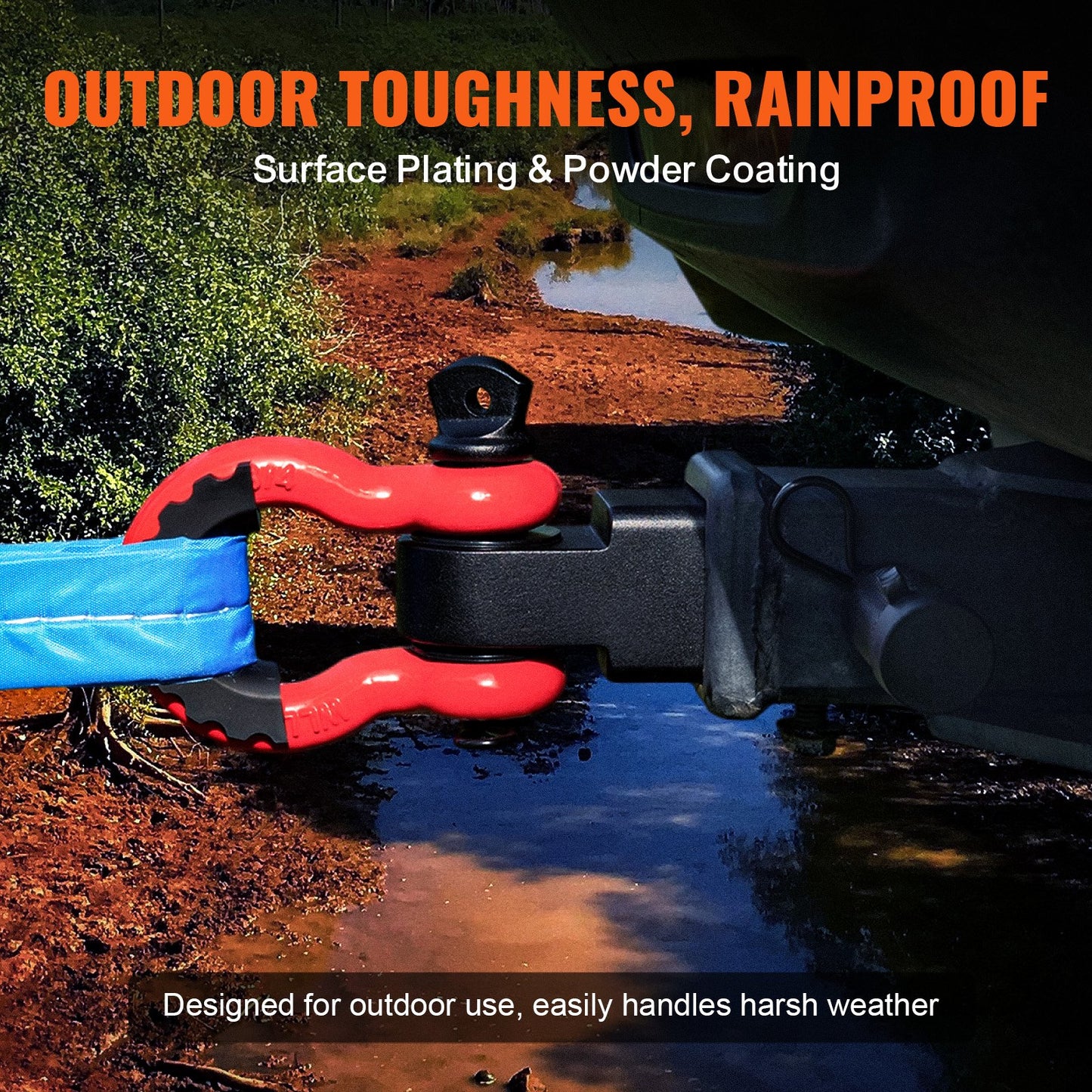 Shackle Hitch Receiver, Fits 2" Receivers, 66000 lbs Breaking Strength, D Ring Shackle with Trailer Hitch Lock Pin, Heavy Duty Towing Accessories for Trucks, Jeeps, Off-Road Vehicle Recovery