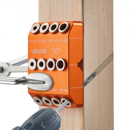 Drill Guide, 30/ 45/ 90 Degree Angle 4 Sizes Portable Precision Drilling Guide Jig, for Drilling Angled or Horizontal Holes, Aluminum Alloy, for Deck Cable Railing Wood Post Stair Handrail