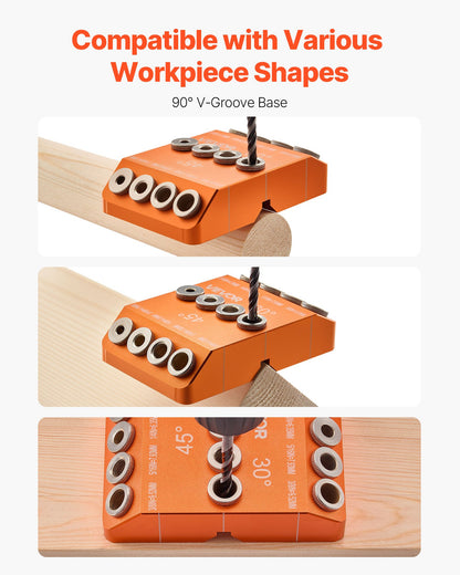 Drill Guide, 30/ 45/ 90 Degree Angle 4 Sizes Portable Precision Drilling Guide Jig, for Drilling Angled or Horizontal Holes, Aluminum Alloy, for Deck Cable Railing Wood Post Stair Handrail