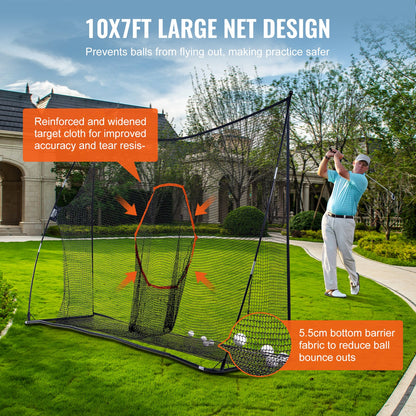 Golf Practice Hitting Net, Huge 10.8x7ft Golf Net, Personal Driving Range for Indoor Outdoor Use, Portable Home Golf Aid Net with Target/Fiberglass Frame/Carry Bag, Gift for Men, Golf Lovers