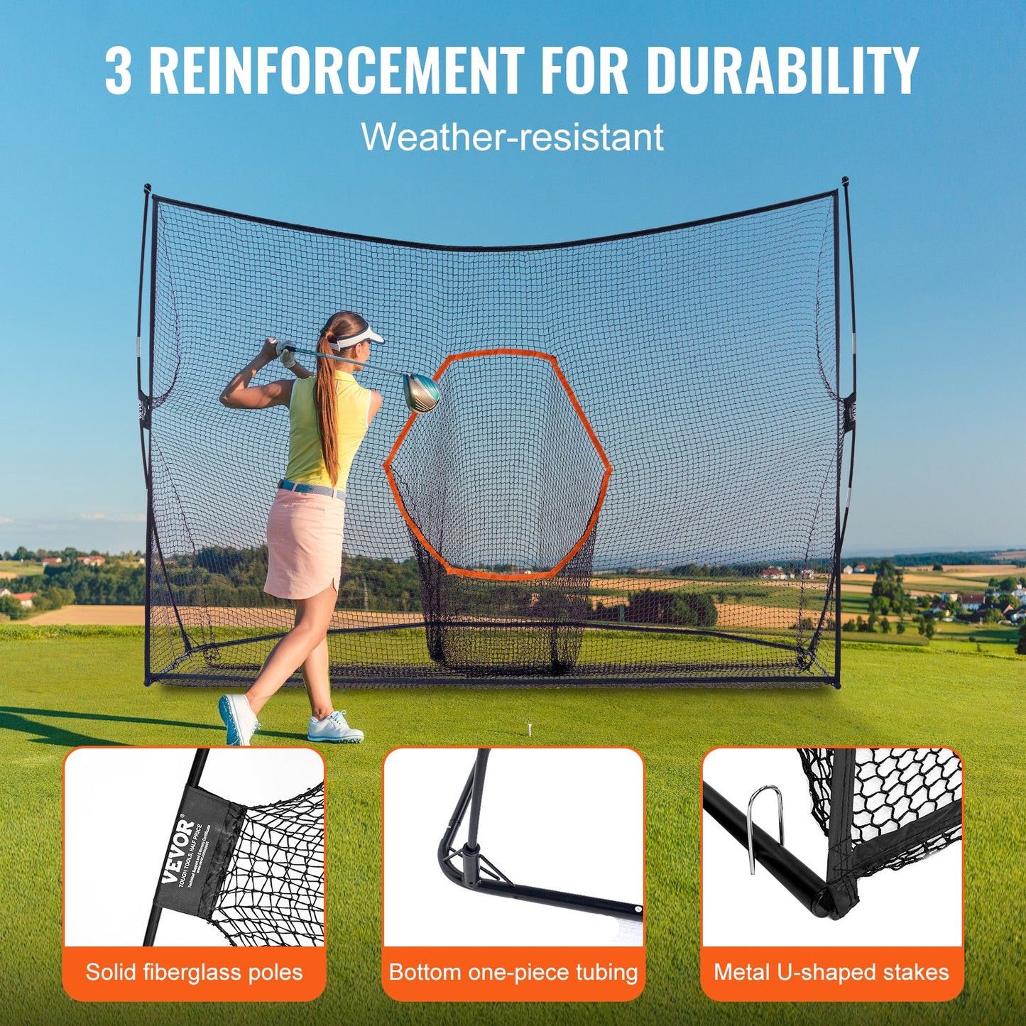 Golf Practice Hitting Net, Huge 10.8x7ft Golf Net, Personal Driving Range for Indoor Outdoor Use, Portable Home Golf Aid Net with Target/Fiberglass Frame/Carry Bag, Gift for Men, Golf Lovers