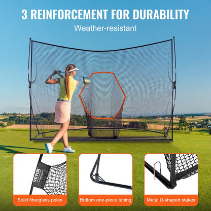Golf Practice Hitting Net, Huge 10.8x7ft Golf Net, Personal Driving Range for Indoor Outdoor Use, Portable Home Golf Aid Net with Target/Fiberglass Frame/Carry Bag, Gift for Men, Golf Lovers