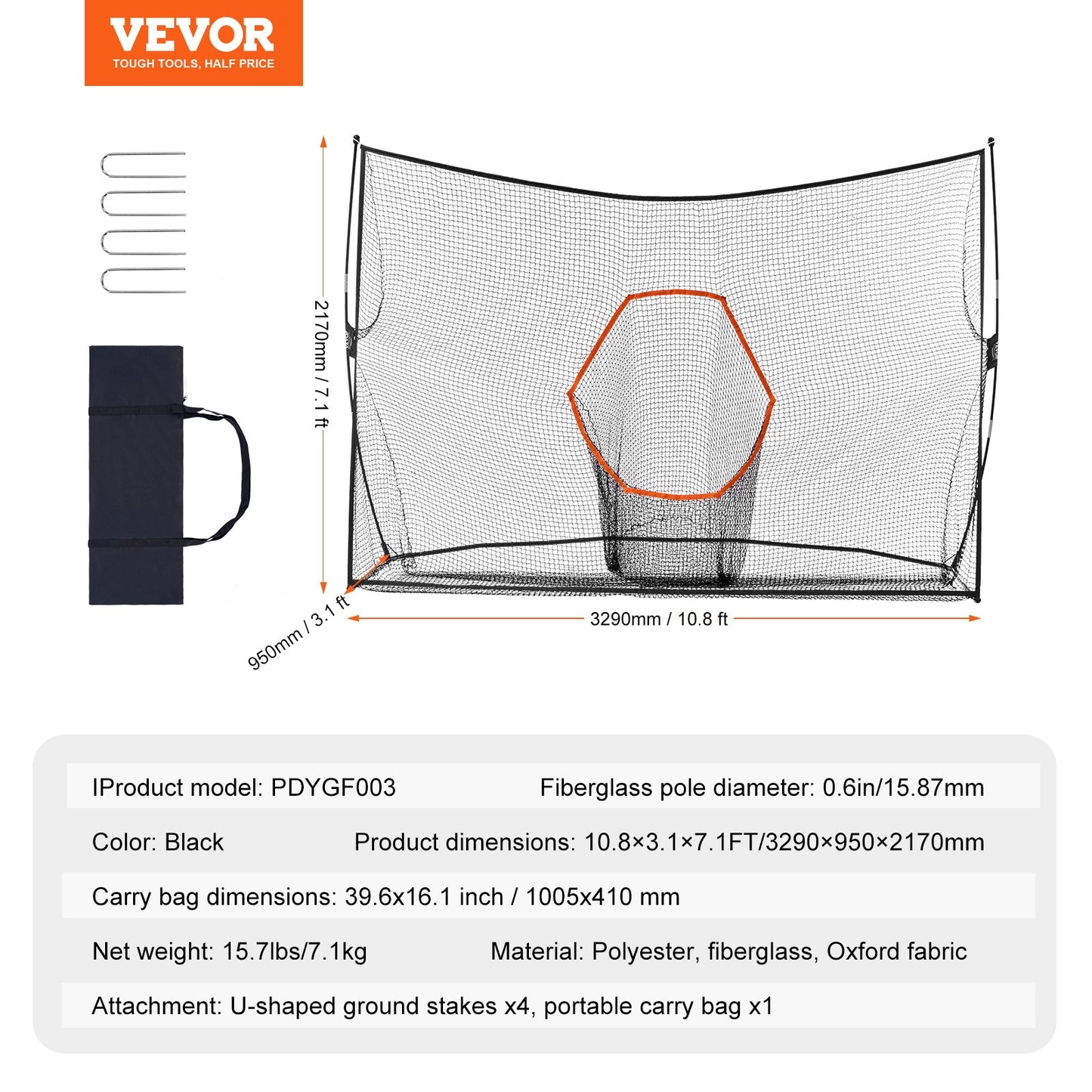 Golf Practice Hitting Net, Huge 10.8x7ft Golf Net, Personal Driving Range for Indoor Outdoor Use, Portable Home Golf Aid Net with Target/Fiberglass Frame/Carry Bag, Gift for Men, Golf Lovers