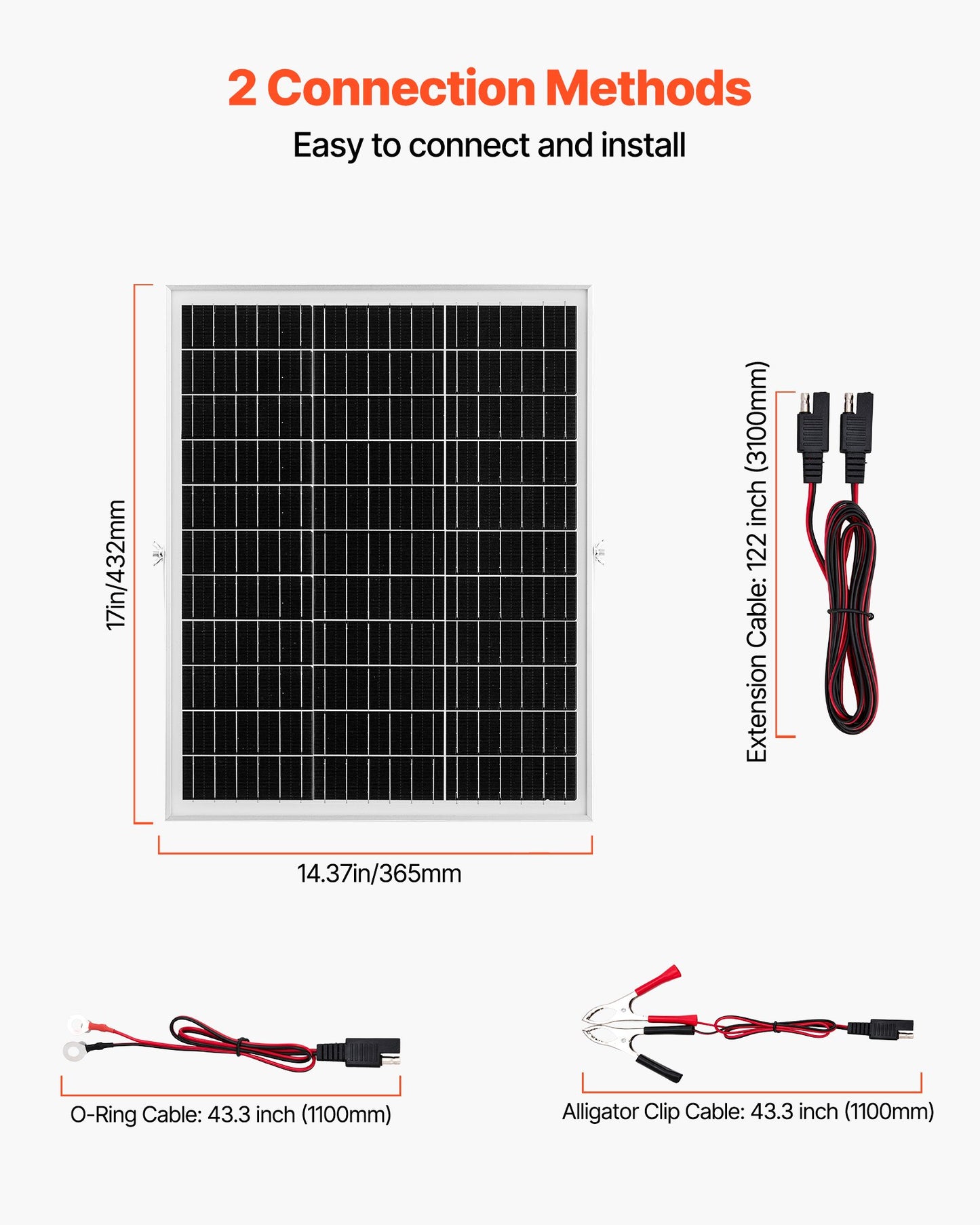 25W 12V Solar Panel Battery Charger, Solar Battery Trickle Charger Maintainer with Intelligent MPPT Controller & Adjustable Mount Bracket, IP67 Waterproof for Car Boat RV Motorcycle Trailer