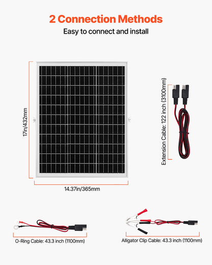 25W 12V Solar Panel Battery Charger, Solar Battery Trickle Charger Maintainer with Intelligent MPPT Controller & Adjustable Mount Bracket, IP67 Waterproof for Car Boat RV Motorcycle Trailer