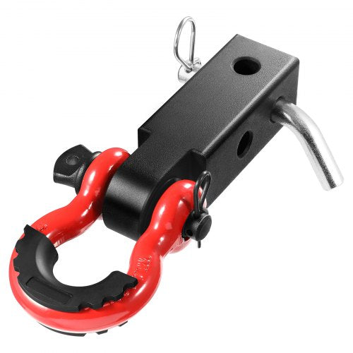 Shackle Hitch Receiver 2", 66000 lbs Breaking Strength, D Ring Shackle with Trailer Hitch Lock Pin, Heavy Duty Towing Accessories for Trucks, Jeeps, Off-Road Vehicle Recovery, Aluminum Alloy