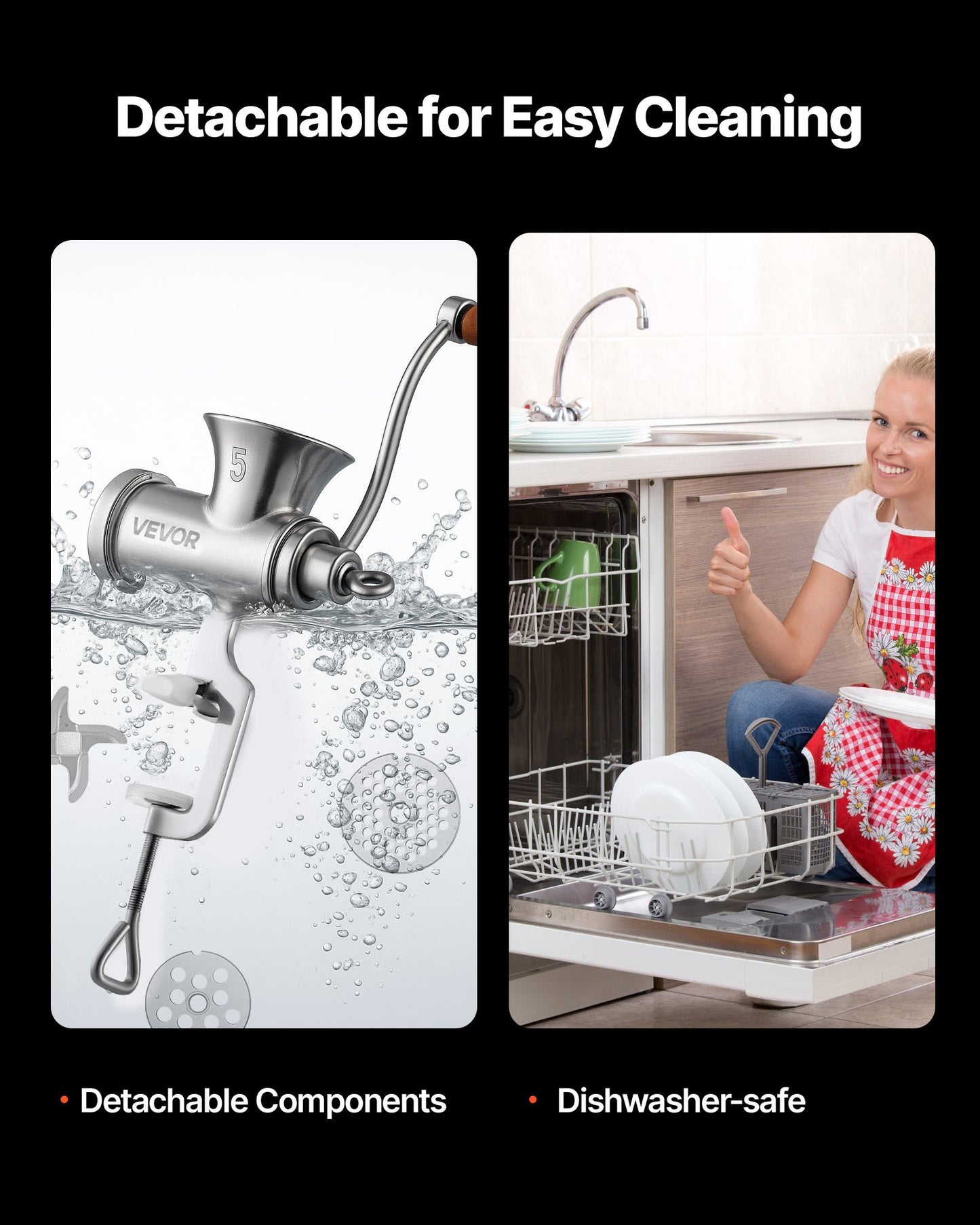 Manuell köttkvarn, köttkvarn i 304 rostfritt stål med handvev och stålbordsklämma, korvfyllare med 2 skärplattor och 4 korvrör, matkvarn för nötkött, chili, fläskkött, köksbord