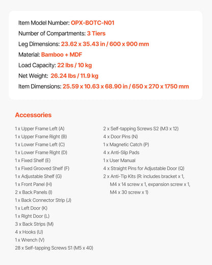 Bamboo Over The Toilet Storage Cabinet, 175 cm Height Bathroom Storage Organizer with Double Door & Inner Adjustable Shelf, Bathroom Space Saver Organizer Above Toilet with Open Shelf, Natural