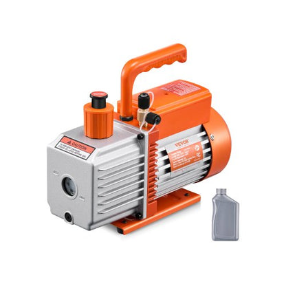 Vacuum Pump, 367 L/min(6 CFM), HVAC 2 Stage Rotary Vane Vacuum Pump, for R134a R22 R410a Systems, Auto AC Vacuum Pump Kit with Oil Bottle, for Automotive Air Conditioner Maintenance Resin Degassing