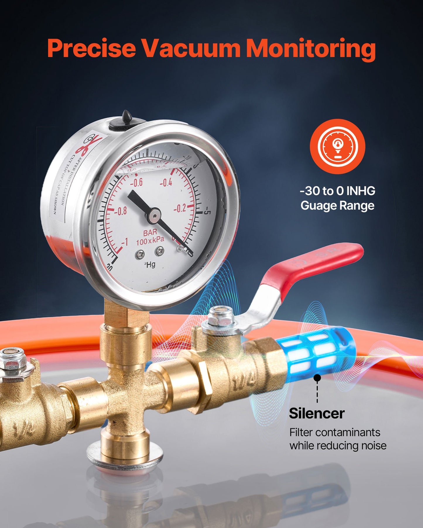 18.93 L Vacuum Chamber with Pump, 3.5 CFM 99 L/min, Single Stage Vacuum Pump, Stainless Steel Degassing Chamber Kit, Tempered Glass Lid, 1.5 m Hose, for Stabilizing Wood Degassing Silicone Resin