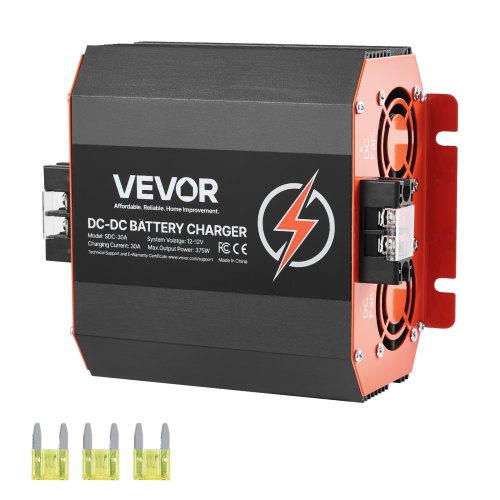 12V 30A DC to DC Battery Charger, 375W, On-Board Battery Charger for Lead-Acid, Lithium, AGM, GEL, and Flooded Batteries, Smart Multi-Stage Charging, for RVs, Commercial Vehicles, Boats, Yachts