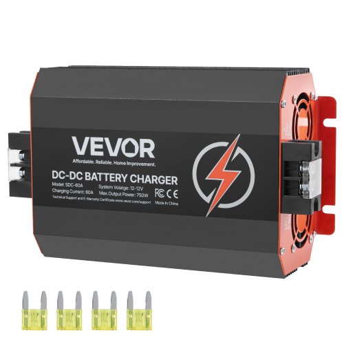 12V 60A DC till DC batteriladdare, 750W, inbyggd batteriladdare för bly-syra, litium-, AGM-, GEL- och överbelastade batterier, smart flerstegsladdning, för husbilar, kommersiella fordon, båtar, yachter