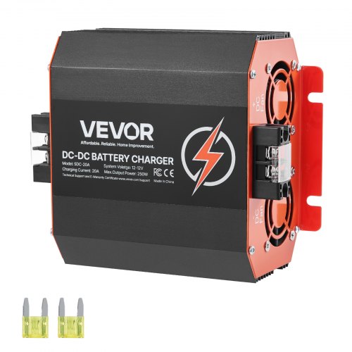 12V 20A DC till DC batteriladdare, 250W, inbyggd batteriladdare för bly-syra, litium-, AGM-, GEL- och överbelastade batterier, smart flerstegsladdning, för husbilar, kommersiella fordon, båtar, yachter