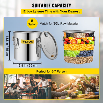 Destillationssats för hembränt, 36,3 liter destillationssats för eteriska oljor med vattenpump