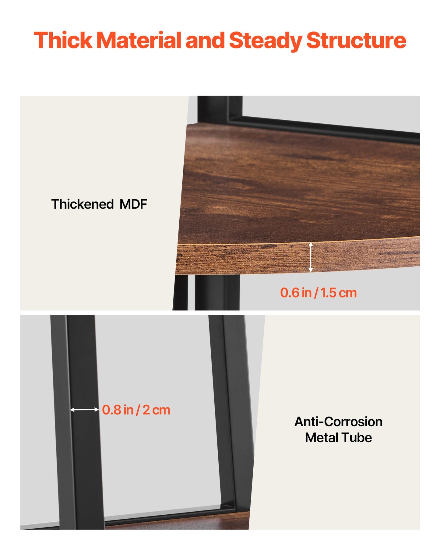 5 Tier Corner Shelf, Tall Corner Bookshelf Plant Rack, Wall Shelves Tower Storage Organizer with Metal Frame & Wooden Shelves, Narrow Display Book Shelf Rack for Bedroom, Living Room, Office