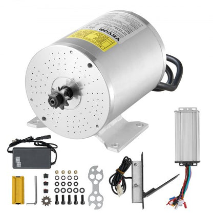 1800W Electric Brushless DC Motor Kit - 48V 4500rpm Motor with Upgraded Speed Controller and Foot Pedal Throttle Kit for Go Karts E-Bike Motorcycle Scooter DIY