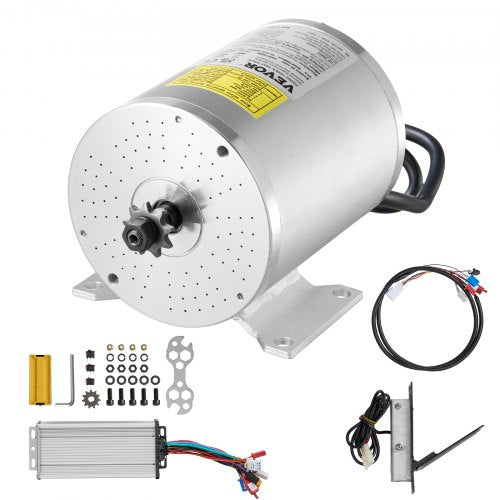 1800W Electric Brushless DC Motor Kit - 48V 4500rpm Motor with Upgraded Speed Controller and Foot Pedal Throttle Kit for Go Karts E-Bike Motorcycle Scooter DIY