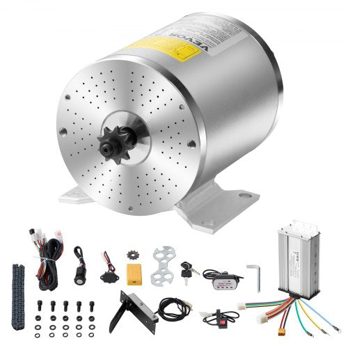 1800W Electric Brushless DC Motor Kit - 48V 4500rpm Motor with Upgraded Speed Controller, Foot Pedal and Throttle Grip Kit for Go Karts E-Bike Motorcycle Scooter