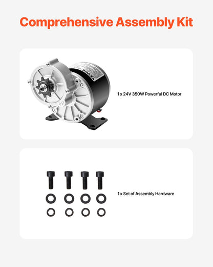 350W Electric Powerful DC Motor, 24V 3000rpm Go Kart Electric Brushed Motor, Electric Dirt Bike Motor Engine for E-Bike Motorcycle Scooter DIY