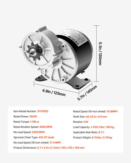350W Electric Powerful DC Motor, 24V 3000rpm Go Kart Electric Brushed Motor, Electric Dirt Bike Motor Engine for E-Bike Motorcycle Scooter DIY