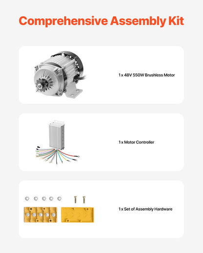 500W elektrisk borstlös likströmsmotorsats - 48V 2700rpm motor med uppgraderad hastighetsregulator för gokart, elcykel, motorcykel, skoter