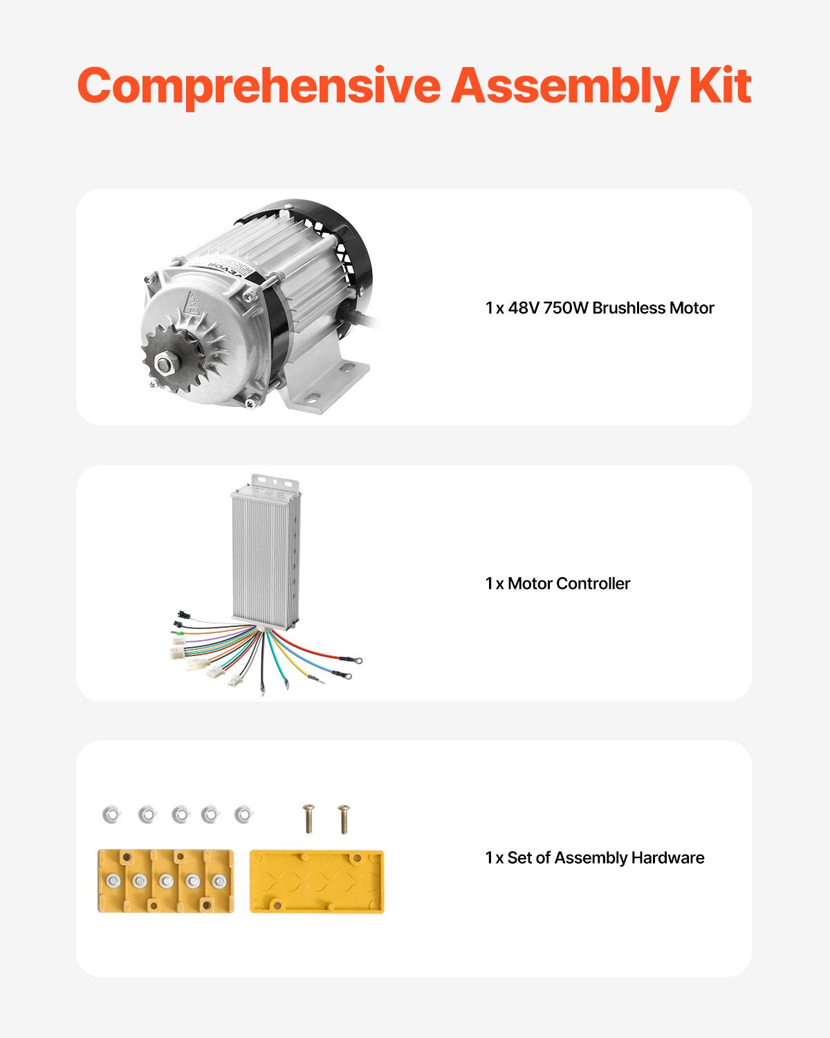750W elektrisk borstlös likströmsmotorsats - 48V 2700rpm motor med uppgraderad hastighetsregulator för gokart, elcykel, motorcykel, skoter