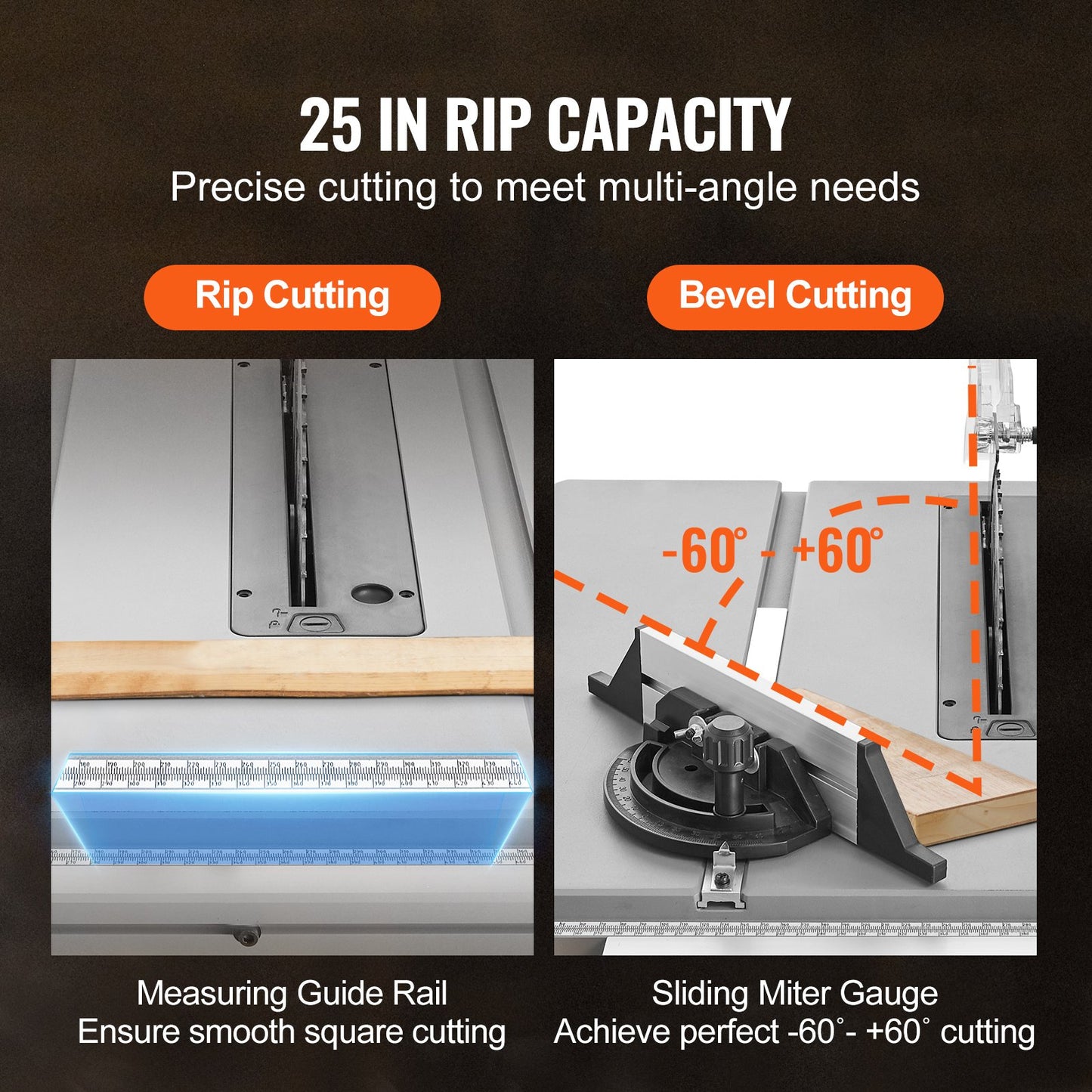 1800 W bordsåg, elektrisk skärmaskin, 625 mm skärkapacitet, 4400 varv/min, 85 mm 90° kapsåg och 60 mm 45° fassågning för trä, snickeri och verkstad inomhus/utomhus
