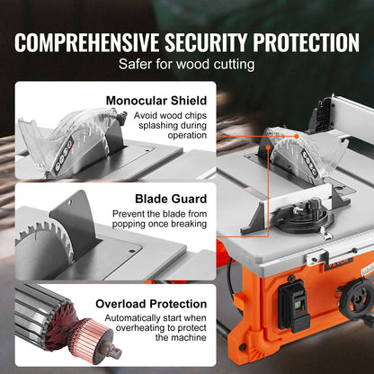 1800 W bordsåg, elektrisk skärmaskin, 625 mm skärkapacitet, 4400 varv/min, 85 mm 90° kapsåg och 60 mm 45° fassågning för trä, snickeri och verkstad inomhus/utomhus