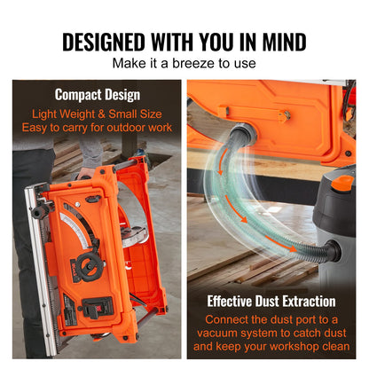 1800 W bordsåg, elektrisk skärmaskin, 625 mm skärkapacitet, 4400 varv/min, 85 mm 90° kapsåg och 60 mm 45° fassågning för trä, snickeri och verkstad inomhus/utomhus