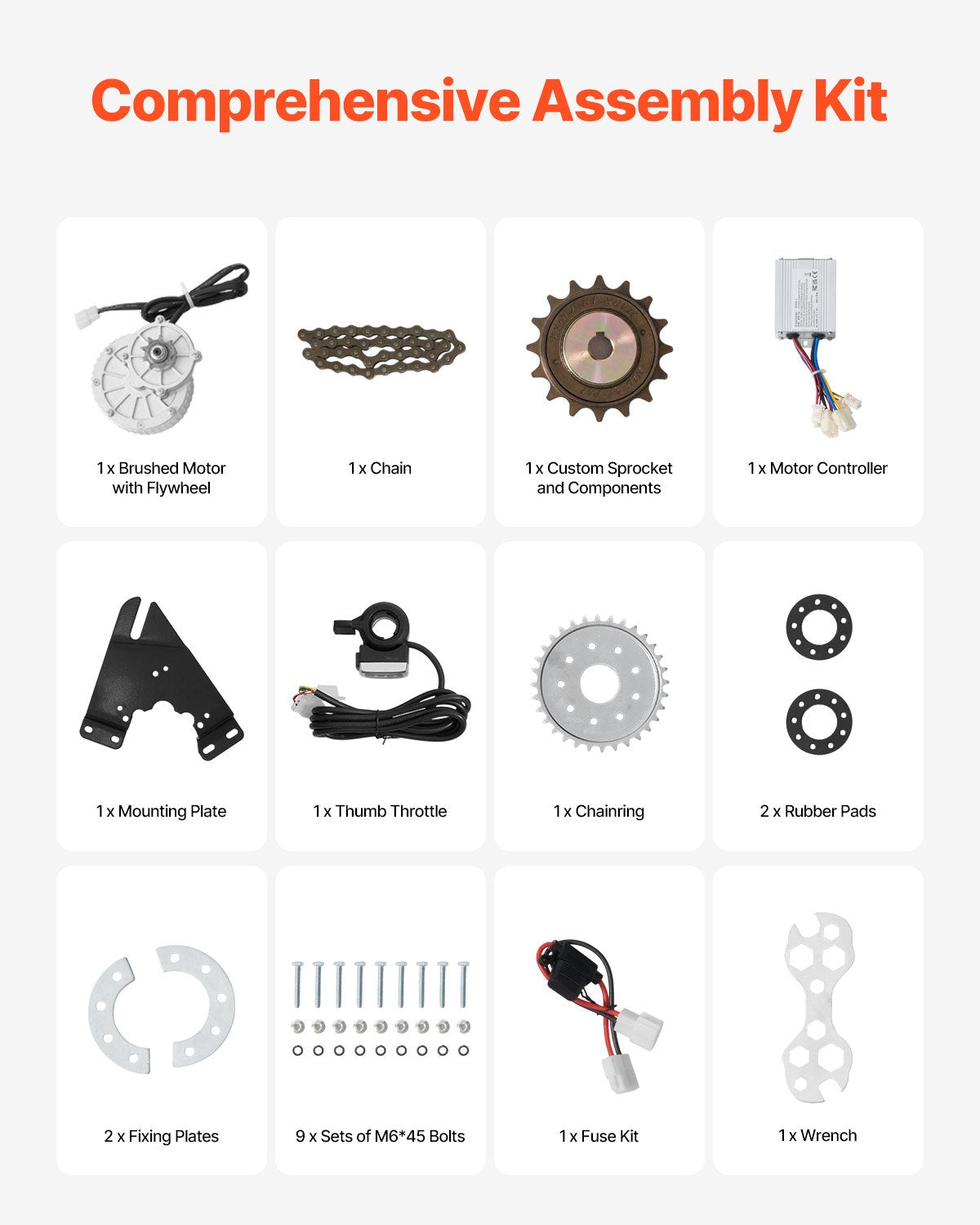 450W Electric Brushed DC Motor Kit - 36V 3000rpm Motor with Upgraded Speed Controller and Thumb Throttle Kit for Go Karts E-Bike Motorcycle Scooter