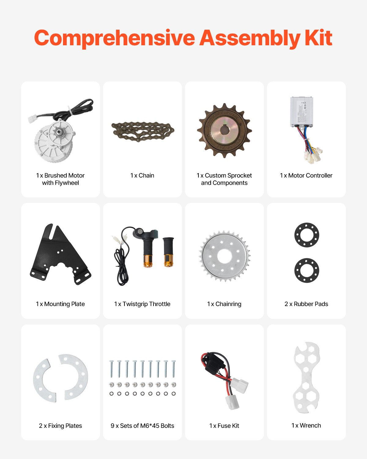 450W Electric Brushed DC Motor Kit - 36V 3000rpm Motor with Upgraded Speed Controller and Twistgrip Throttle Kit for Go Karts E-Bike Motorcycle Scooter