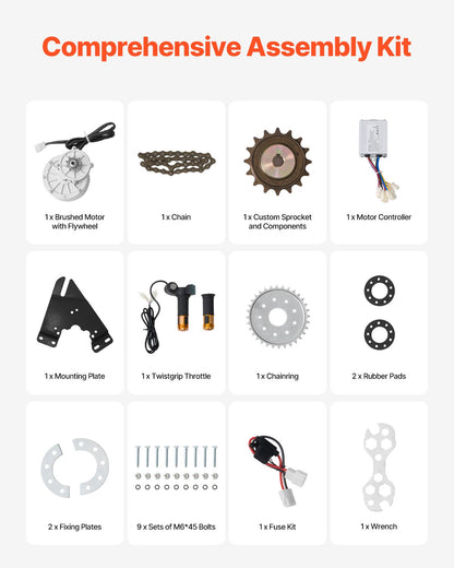 450W Electric Brushed DC Motor Kit - 36V 3000rpm Motor with Upgraded Speed Controller and Twistgrip Throttle Kit for Go Karts E-Bike Motorcycle Scooter