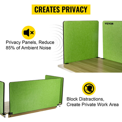 Desk Divider 60'' Desk Privacy Panel, 3 Panels Privacy Acoustic Panel, Sound Absorbing Acoustic Privacy Panel, Reduce Noise and Visual Distractions, Lightweight Clamp-on Divider Green