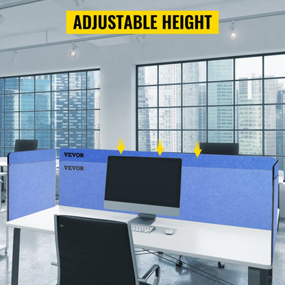 Skrivbordsavdelare 60'' skrivbordsavdelare, 3 paneler akustisk avskärmning, ljudabsorberande akustisk avskärmning, minskar buller och visuella distraktioner, lättviktig klämbar avdelare marinblå