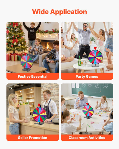 305 mm snurrande prishjul, 14 platser med stativ, bordsroulette med whiteboard och 2 markörer, 6 färger, enkel montering, för fest, pub, mässa, karnevalsevenemang